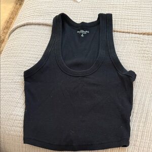 Abercrombie & Fitch Black Ribbed Scoop Neck Crop Tank